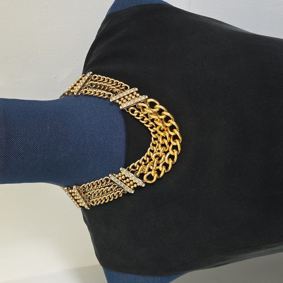 Vintage Chunky Multi Gold Chain Necklace and Earrings Set - Picture 7 of 11